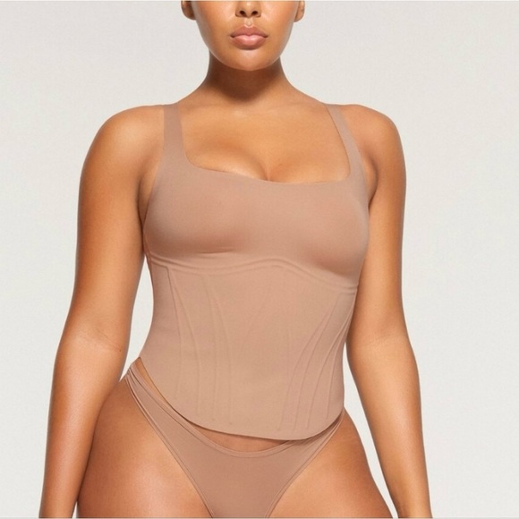 NEW Skims Bonded Corset Top Sz 2X Sculpting Stretch Unlined Tan Shapewear - Picture 1 of 8